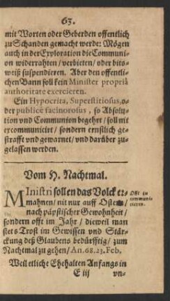 Vom H. Nachtmal.