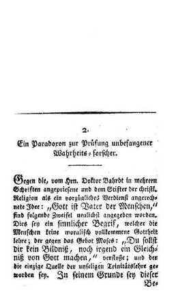 Ein Paradoxon zur Prüfung unbefangener Wahrheits-Forscher
