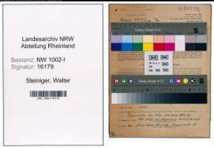 Entnazifizierung Walter Steiniger, geb. 17.02.1892 (Schlosser)