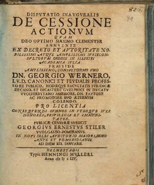 Disputatio Inauguralis De Cessione Actionum