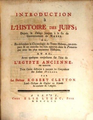 Introduction à l'histoire des Juifs