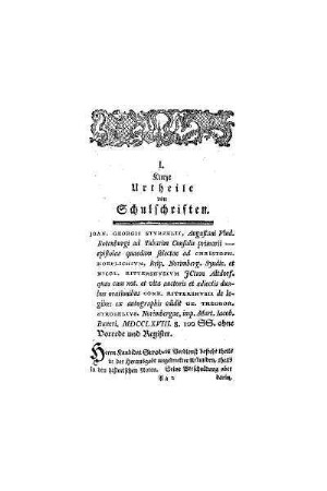 Kurze Urtheile von Schulschriften