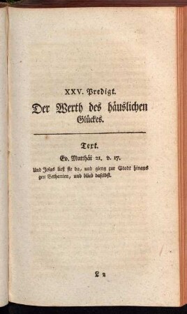 XXV. Predigt. Der Werth des häuslichen Glückes