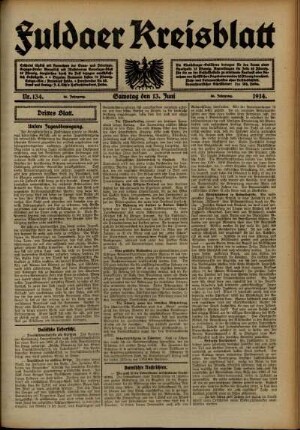 Dritte Ausgabe vom Samstag, den 13. Juni 1914.