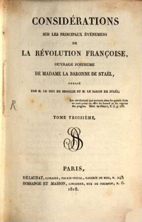 Considérations sur les principaux événemens de la révolution françoise : ouvrage posthume. 3