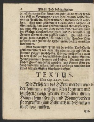 Textus. Esaiae Cap. XXXV. v. ult.