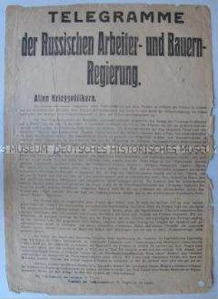 Sonderdruck der Sowjet-Regierung in deutscher Sprache über den Waffenstillstand mit Deutschland