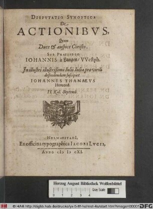 Disputatio Synoptica De Actionibus