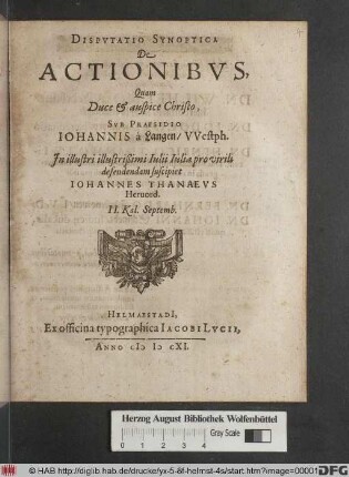 Disputatio Synoptica De Actionibus