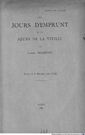 Les Jours d'emprunt ou les Jours de la Vieille