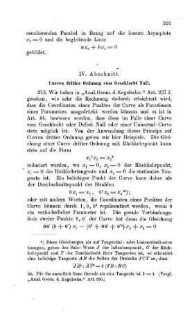 IV. Abschnitt. Unicursalcurven dritter Ordnung.