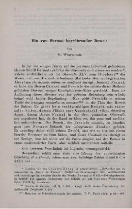 Ein von Fermat herrührender Beweis.