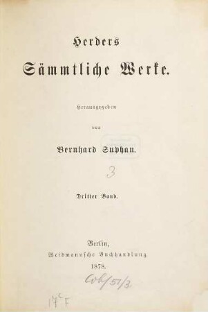 Herders sämmtliche Werke, 3