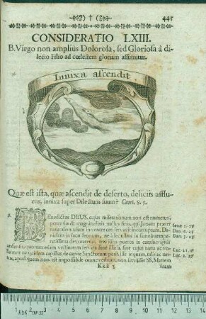 Consideratio LXIII. B. Virgo non ampliùs Dolorosa, sed Gloriosa à dilecto Filio ad cœlestem gloriam assumitur.