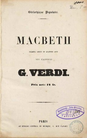 Macbeth : dramma lirico in quattro atti