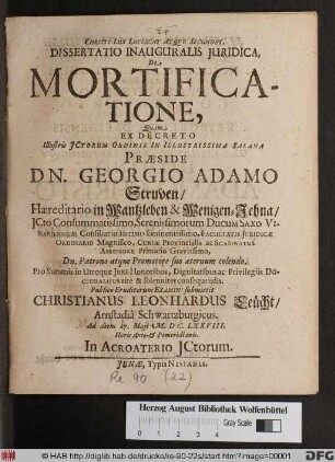 Dissertatio Inauguralis Iuridica, De Mortificatione