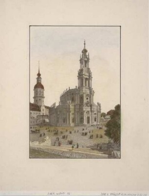 Ansicht der Katholischen Hofkirche in Dresden, Lithographie, um 1850 : [Katholische Hofkirche in Dresden]. - [S.l.] , [um 1850]. - 1 Kunstbl. : Lithogr. ; 14 x 20 cm