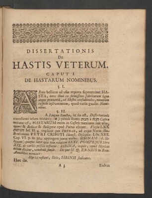 Caput I. De Hastarum Nominibus
