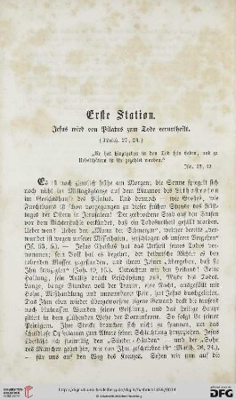 Erste Station. Jesus wird von Pilatus zum Tode verurtheilt (Matth. 27, 24.)