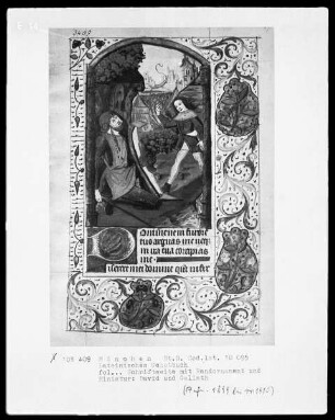 Lateinisches Gebetbuch mit französischem Kalender — David und Goliath