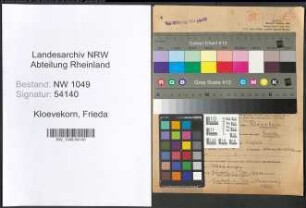 Entnazifizierung Frieda Kloevekorn , geb. 23.02.1896 (Mitinhaberin)