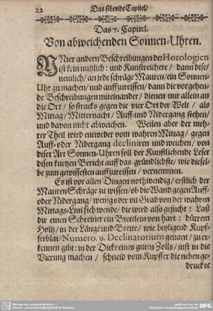 Das 7. Capitel. Von abweichenden Sonnen-Uhren.