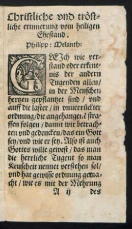 Christliche und tröstliche erinnerung vom heiligen Ehestand.