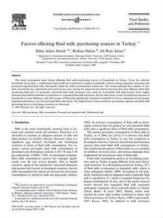 Factors affecting fluid milk purchasing sources in Turkey