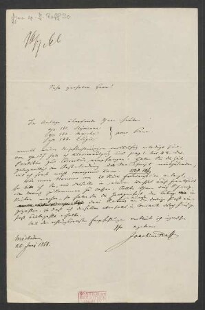 Brief an Friedrich-Hofmeister-Musikverlag  : 25.06.1866