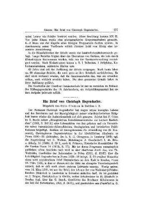 Ein Brief von Christoph Hegendorfer