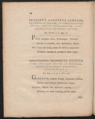 Ernestus Augustus Schulze ... Christianus Fridericus Graeven ...