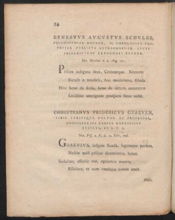 Ernestus Augustus Schulze ... Christianus Fridericus Graeven ...