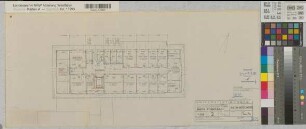 Münster (Münster) Um- und Erweiterung der Chirurgischen Klinik der Universität Haus Rosenbach Grundriß Dachgeschoß 1960 1 : 100 30 x 70 Pause Staatshochbauamt Münster Regierung Münster Nr. 33950
