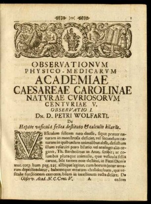 Observationum Physico - Medicarum Academiae Caesareae Carolinae Naturae Curiosorum Centuriae V.