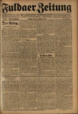 Zweite Ausgabe vom Freitag, den 22. Januar 1915.
