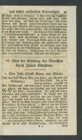 III. Von der Erlösung des Menschen durch Jesum Christum.