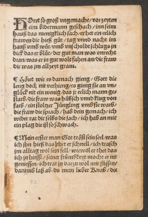 HOret so groß vngemache/ vor zeyten || eim bidermann geschach/