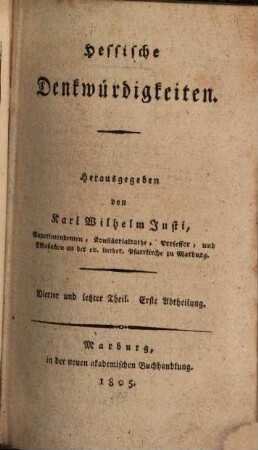 Hessische Denkwürdigkeiten, 4,1