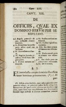 Caput XIII. De Officiis, Quae Ex Dominio Rerum Per Se Resultant.