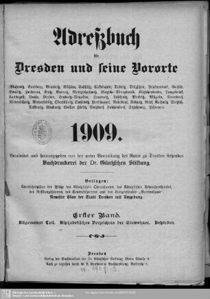 1909: Adreßbuch für Dresden und seine Vororte