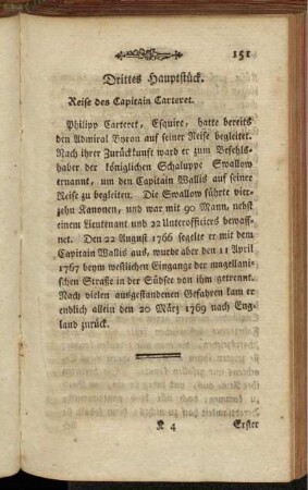 Drittes Hauptstück. Reise des Capitain Carteret.