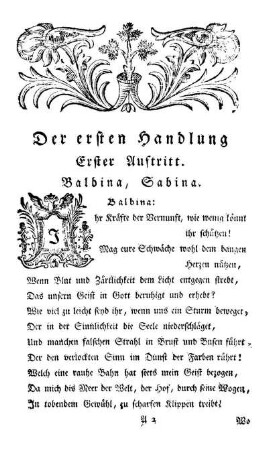 Der ersten Handlung [...] Auftritt.