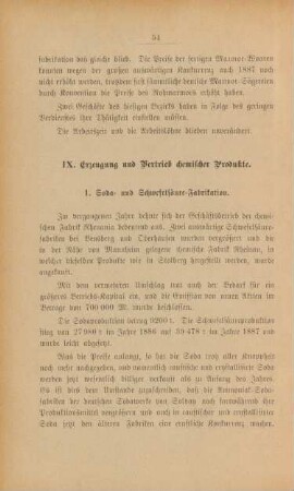 IX. Erzeugung und Vertrieb chemischer Produkte.