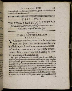 Disp. XVII. De Foederibus, Clientelis, societatibus [...]