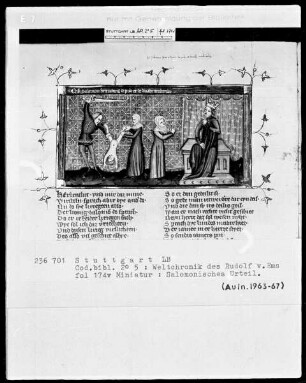 Weltchronik des Rudolf von Ems — Das salomonische Urteil, Folio 174verso