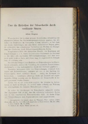 Über die Hydrolyse der Trisaccharide durch verdünnte Säuren