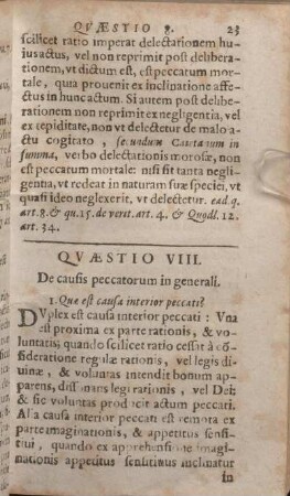Qvaestio VIII. De causis peccatorum in generali.