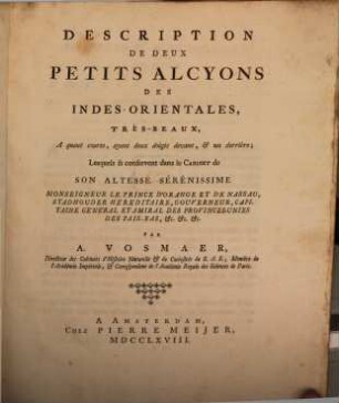 Description d'un Alcyon d'Amerique a longue queue