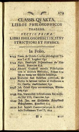 Classis Quarta, Libros Philosophicos Tradens.