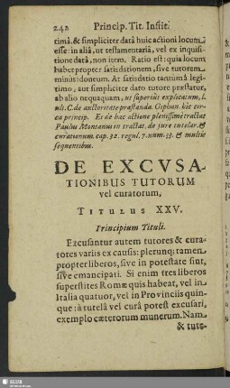 Titulus XXV. De Excusationibus Tutorum vel curatorum